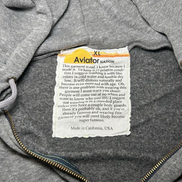 Aviator Nation Rainbow Embroidery Hoodie in heather gray, Size XL - Picture 5 of 6